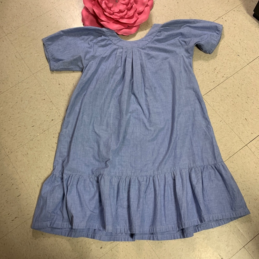 GO SOFTLY Patio Womens Sz L Blue Embroidered Applique Zebra Short Sleeve‎ Dress - Picture 6 of 10